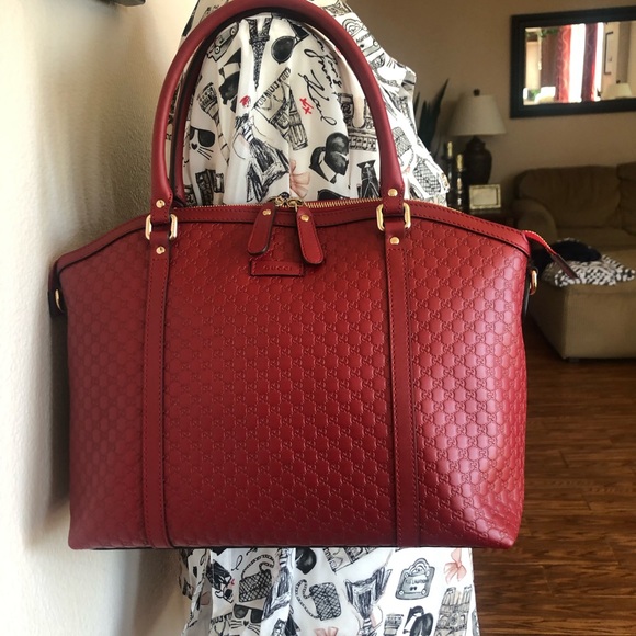 GUCCI Microguccissima Large Red Leather Satchel - Picture 2 of 12